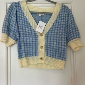 Blue and Cream Women's Sweater by Endless Blu